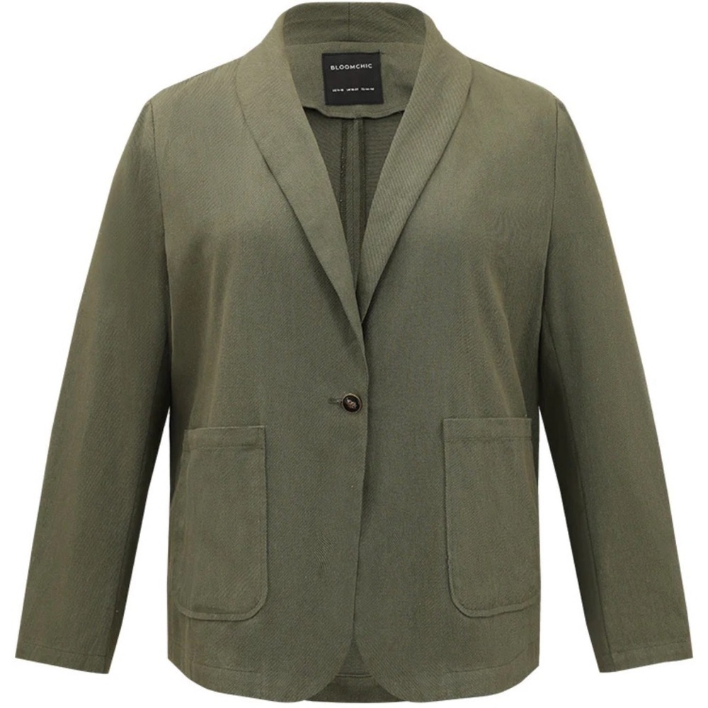 BloomChic Plus Size 4XL Plisse Lapel Collar Patched Pocket Blazer us26